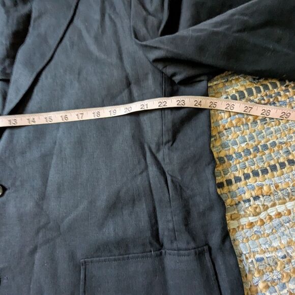 Vtg Black Linen Blend Blazer 46R Plus Size Shoulder Pads Dillard’s 90s/Y2K Pocke - Picture 4 of 7